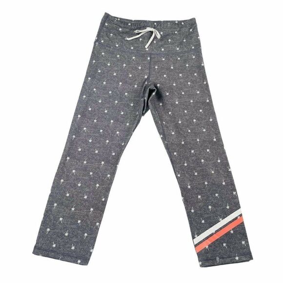 Old Navy Go Dry High Rise Compression Crop Gray Palm Trees - Picture 2 of 7